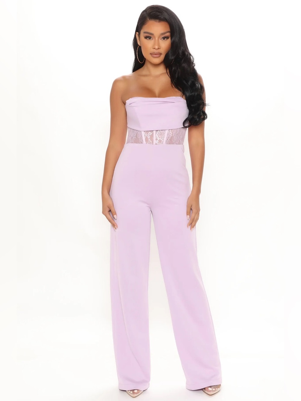 Fashion Nova Can’t Fool Me Orchid Lace Jumpsuit- NWT